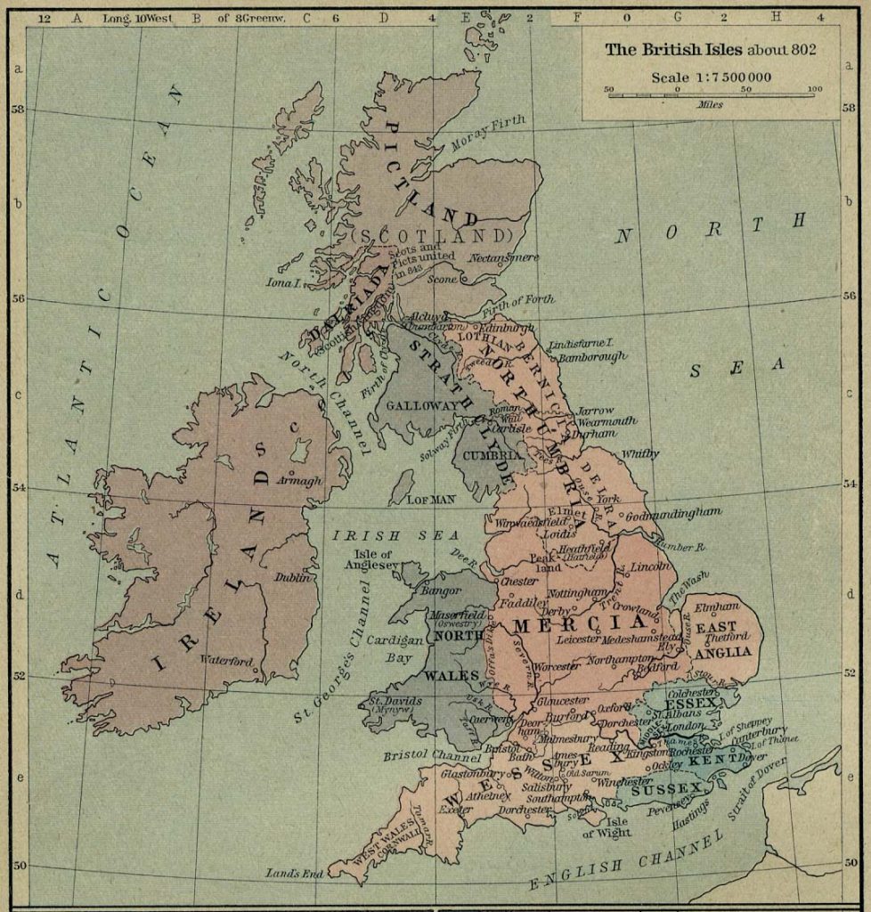 Map of Britain about 802 AD