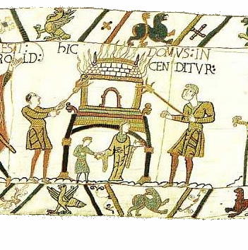 Bayeux Tapestry Scene 47, Hic Domus Incenditur