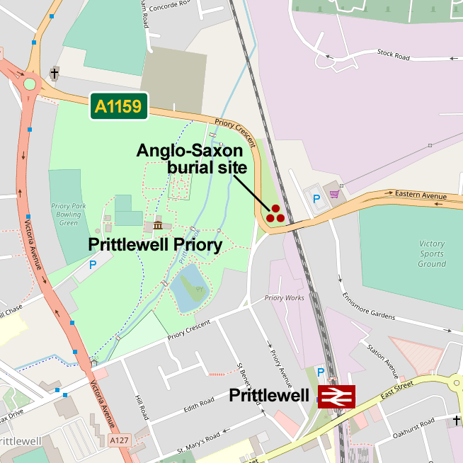 Map of the Anglo-Saxon burial in Prittlewell, Southend-on-Sea