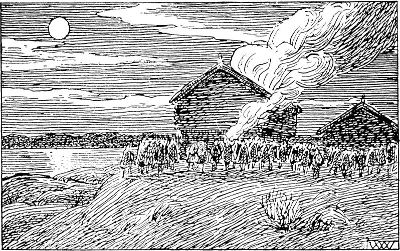 Erling Skakke burns the house of a supporter of the pretender Sigurd Markusfostre (Heimskringla)