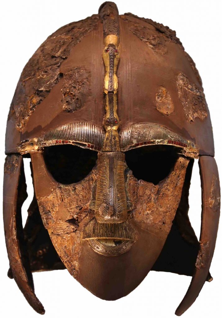 Figure 1: Photo of the Sutton Hoo helmet from the front, British Museum, public domain