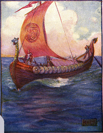 Beowulf sailing to Daneland