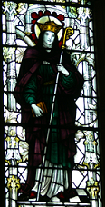 Stained glass window depicting St. Seaxburh, from the Refectory of Chester Cathedral