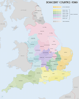 Map of the English counties surveyed in Domesday Book